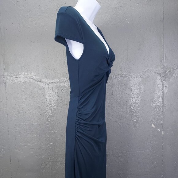 Cinq à Sept Formal Maxi Dress Women's Sz 0 Blue Lucca Cap Sleeve V-Neck Gown NEW - Picture 7 of 16